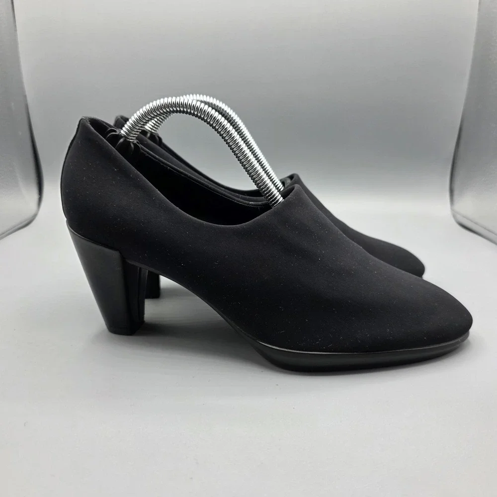 ECCO Shape 55 Plateau Pumps Womens 37 Black Stretch Fabric Comfort Slip On Heels